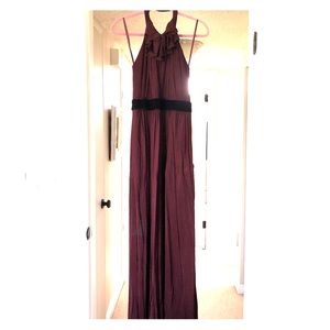 Burgundy jersey evening gown